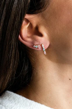 Ohrstecker 925 Sterling Silber gelb vergoldet Baguette Zirkonia Pastell 41185115275358