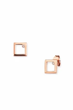 Ohrstecker 925 Sterling Silber rosé vergoldet Rechteck Zirkonia 41184563101790