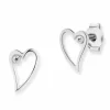 Ohrstecker 925/- Sterling Silber rhodiniert Zirkonia Herz 41184283197534