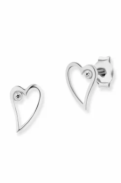 Ohrstecker 925/- Sterling Silber rhodiniert Zirkonia Herz 41184283197534