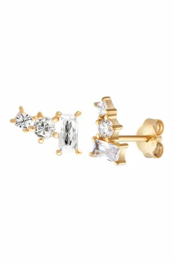 Ohrstecker 925 Sterling Silber gelb vergoldet Zirkonia 41185086472286
