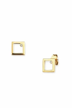 Ohrstecker 925 Sterling Silber gelb vergoldet Rechteck Zirkonia 41184563134558