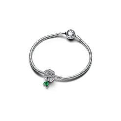 Pandora 793201C01 Silber-Charm Funkelnde Blühende Rose