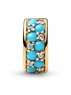 Pandora Clip-Charm Aquamarinblau Goldfarben 763902C01