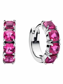 Pandora Damen-Creolen Ohrringe Pink Silber