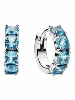 Pandora Damen-Ohrringe Creolen Hellblau Silber 293851C01