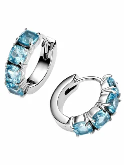 Pandora Damen-Ohrringe Creolen Hellblau Silber 293851C01