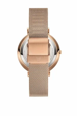 Paul Valentine Damen Armbanduhr ROSE GOLD PINK SEASHELL MESH 32 MM PV32611