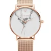 Paul Valentine Damen Armbanduhr WHITE MARBLE ROSE GOLD MESH 38 MM PV381011