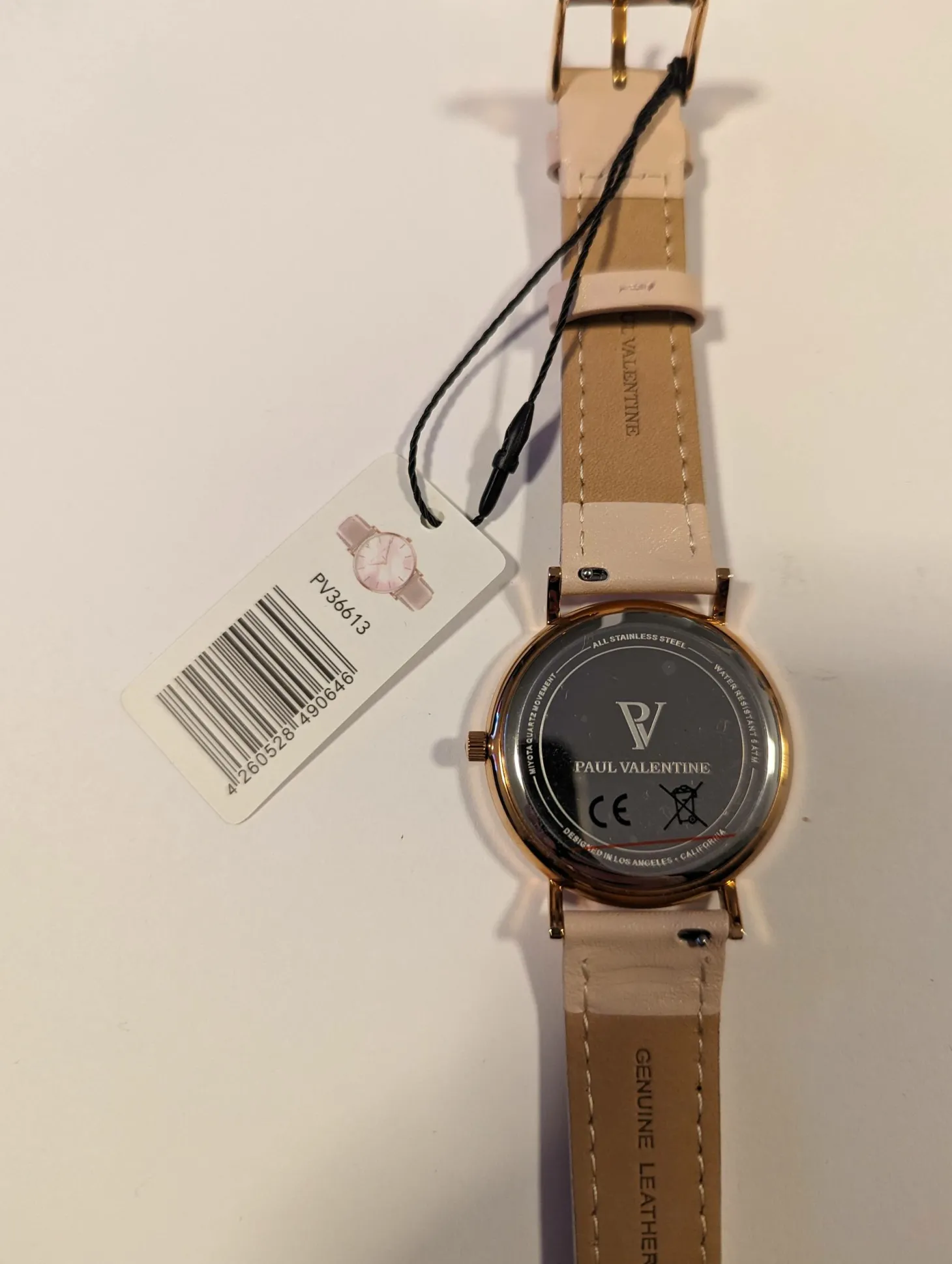 Paul Valentine Damen Armbanduhr ROSE GOLD PINK SEASHELL PINK 36 MM PV36613