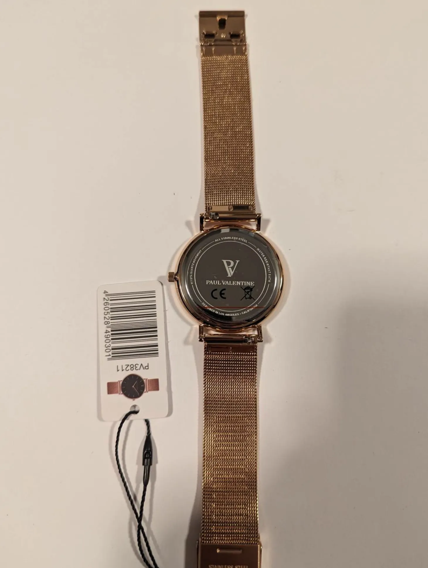 Paul Valentine Damen Armbanduhr PEARL ROSE GOLD MESH 38 MM PV38211