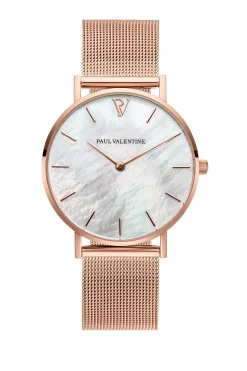 Paul Valentine Damen Armbanduhr ROSE GOLD SEASHELL MESH 36 MM PV36511