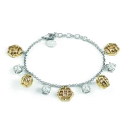 Philipp Plein Damen Armband Armkette Edelstahl Bicolor 3D Skull