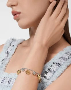 Philipp Plein Damen Armband Armkette Edelstahl Bicolor 3D Skull