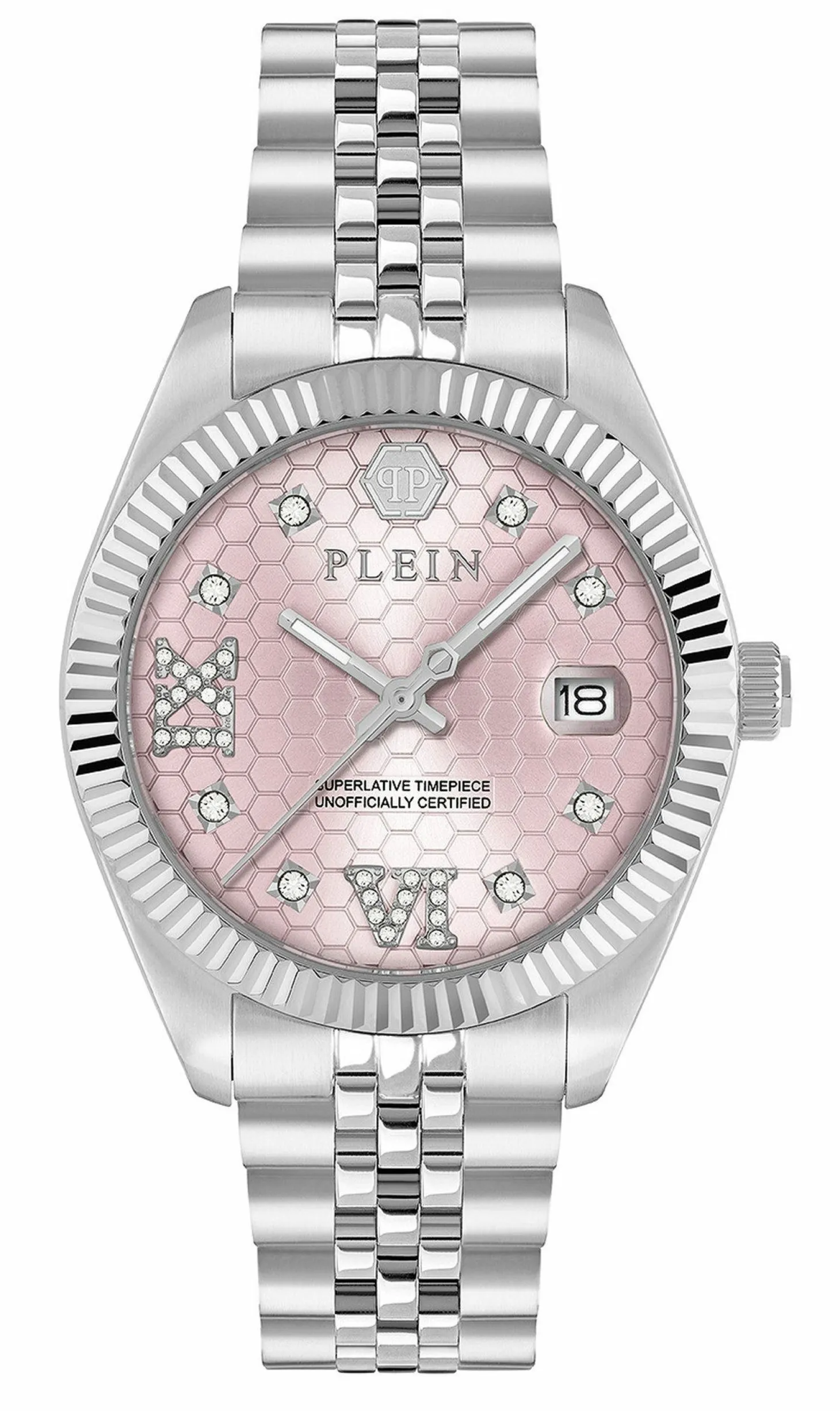 Philipp Plein Damen Uhr Date Superlative Crystal PWYFA0125 Edelstahl Roségold 34 mm