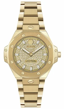 Philipp Plein Damen Uhr Royal Prestige PW4FA0525 Edelstahl Gold 33 mm Kristall‑Lünette