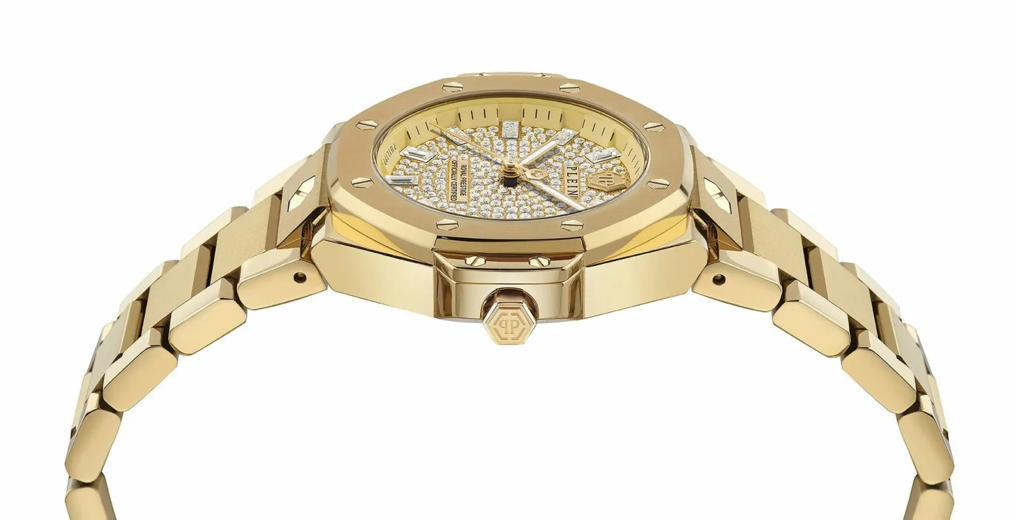 Philipp Plein Damen Uhr Royal Prestige PW4FA0525 Edelstahl Gold 33 mm Kristall‑Lünette