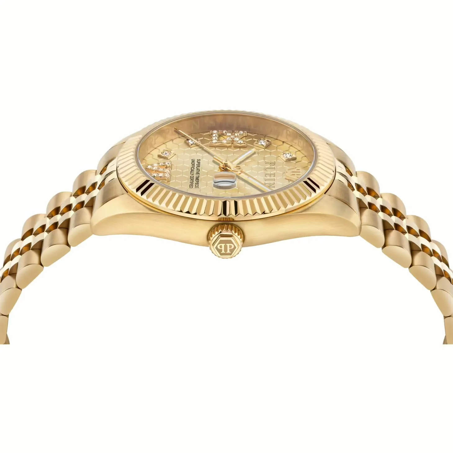 Philipp Plein Damenuhr Date Superlative Crystal PWYFA0425 Gold Edelstahl 34 mm