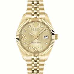 Philipp Plein Damenuhr Date Superlative Crystal PWYFA0425 Gold Edelstahl 34 mm
