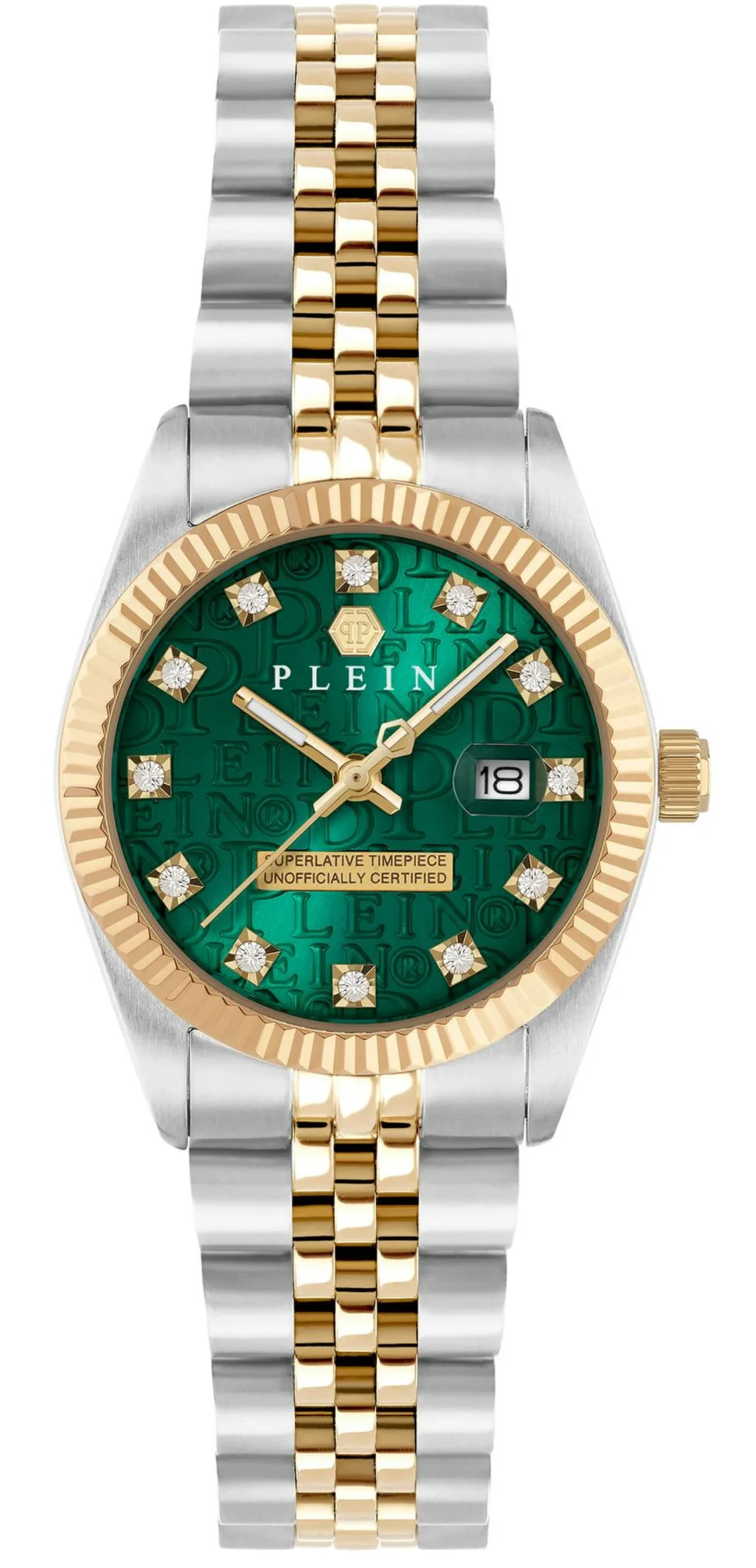 Philipp Plein Damenuhr Date Superlative Bicolor/grün
