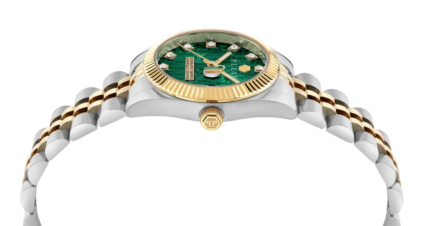 Philipp Plein Damenuhr Date Superlative Bicolor/grün