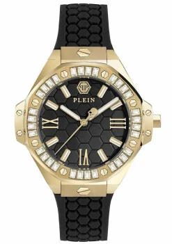 Philipp Plein Damenuhr Lady Royal PWBDA0424 Gold Schwarz 39 mm Silikonarmband