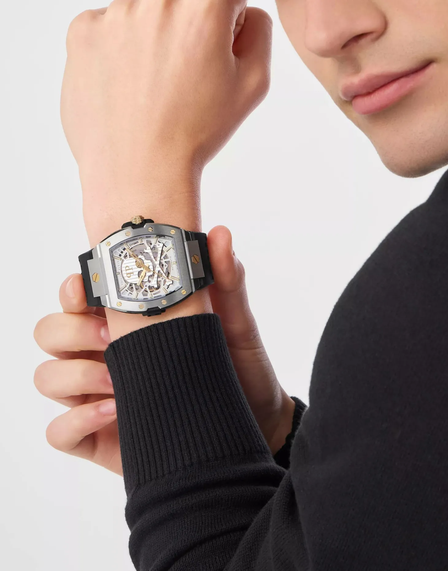 Philipp Plein Herren Automatikuhr The $keleton 2.0 PWJFA0825 Edelstahl 44 mm Multicolor