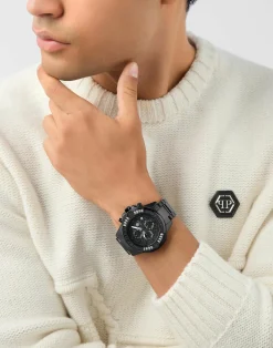 Philipp Plein Herren Chronograph The $kull PWWFA0725 IP Black Edelstahl 44 mm