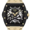Philipp Plein Herrenuhr Automatic The $keleton 2.0 Gold‑Schwarz PWJFA0625