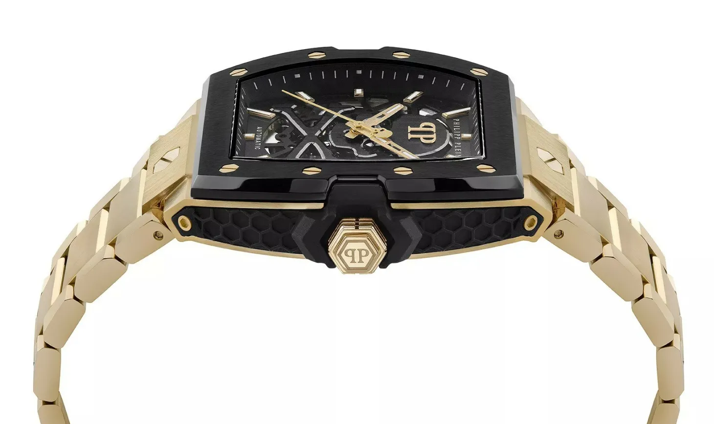 Philipp Plein Herrenuhr Automatic The $keleton 2.0 Gold‑Schwarz PWJFA0625