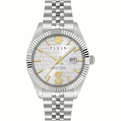 Philipp Plein Herrenuhr Date Superlative Crystal PWMFA0725 Silber Edelstahl 41 mm