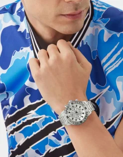 Philipp Plein Herrenuhr Quarz Chronograph Silber Edelstahl PSMEA0424