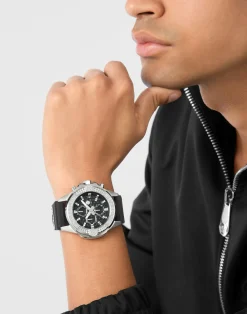 Philipp Plein Herrenuhr The $kull Chrono Schwarz/Silber PWWFA0125