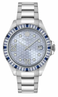 Philipp Plein Damenuhr Lady Empire PW2FA0125 Silber / Blau (Edelstahl)