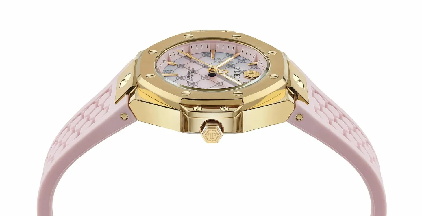 Philipp Plein Damenuhr Royal Prestige PW4FA0225 Gold / Pink (Silikon)