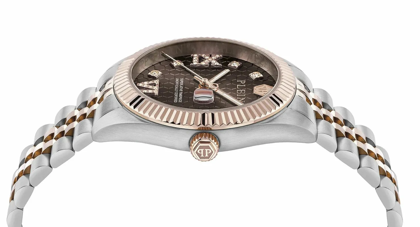 Philipp Plein Uhr Damen Date Superlative Crystal Braun/Silber PWYFA0325