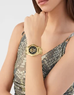 Philipp Plein Uhr Damen The $Kull Spikes Lady Gold/Schwarz PWADA0524