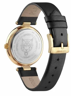 Plein Sport Damen Uhr Opium PSCEA0124 Schwarz Gold Leder 38 mm