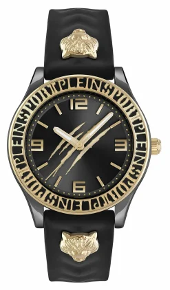 Plein Sport Damenuhr Eclipse PSJEA0224 Schwarz Gold Silikon 36 mm