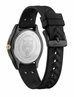 Plein Sport Damenuhr Eclipse PSJEA0224 Schwarz Gold Silikon 36 mm