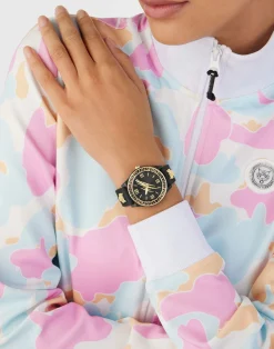 Plein Sport Damenuhr Eclipse PSJEA0224 Schwarz Gold Silikon 36 mm