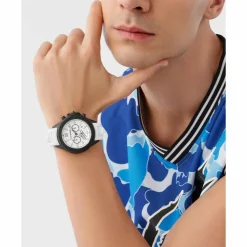 Plein Sport Herren Chronograph Warrior Tech PS6BA0224 Schwarz Weiß 47 mm