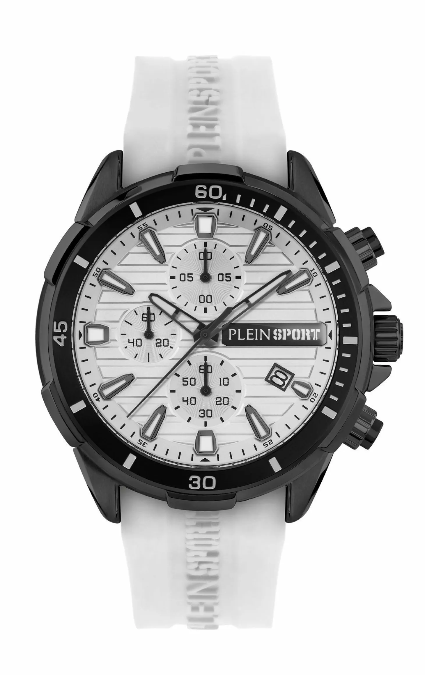 Plein Sport Herren Chronograph IMPACT PSBEA0224 Schwarz Weiss 46 mm