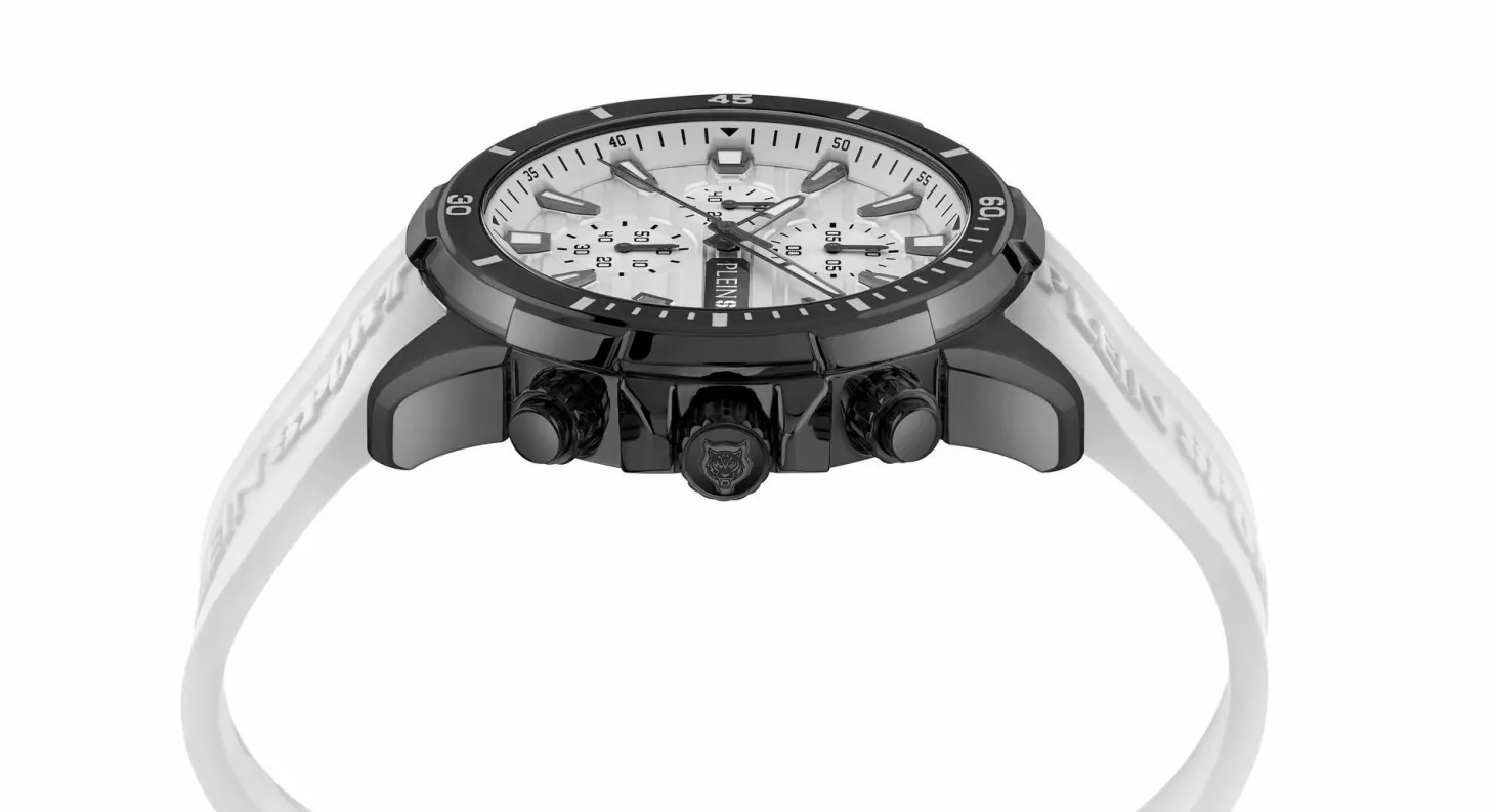 Plein Sport Herren Chronograph IMPACT PSBEA0224 Schwarz Weiss 46 mm