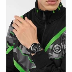 Plein Sport Herren Chronograph Powerlift PSPBA1223 Edelstahl / Schwarz 45 mm