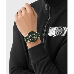 Plein Sport Herren Chronograph Warrior Tech PS6BA0424 Gold Grün Schwarz 47 mm