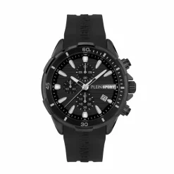 Plein Sport Herren Chronograph IMPACT PSBEA0324 Schwarz IP Edelstahl 46 mm