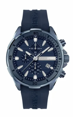 Plein Sport Herren Chronograph IMPACT PSBEA0424 Blau/Silber 46 mm