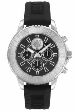 Plein Sport Herren Chronograph GLAM CHRONO PSMEA0124 Edelstahl / Silikon 44 mm