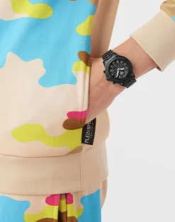 Plein Sport Herren Chronograph Glam Chrono PSMEA0724 IP Black 44 mm